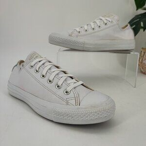 Converse Woman’s All Stars White Leather Sneakers Shoes Size 7.5